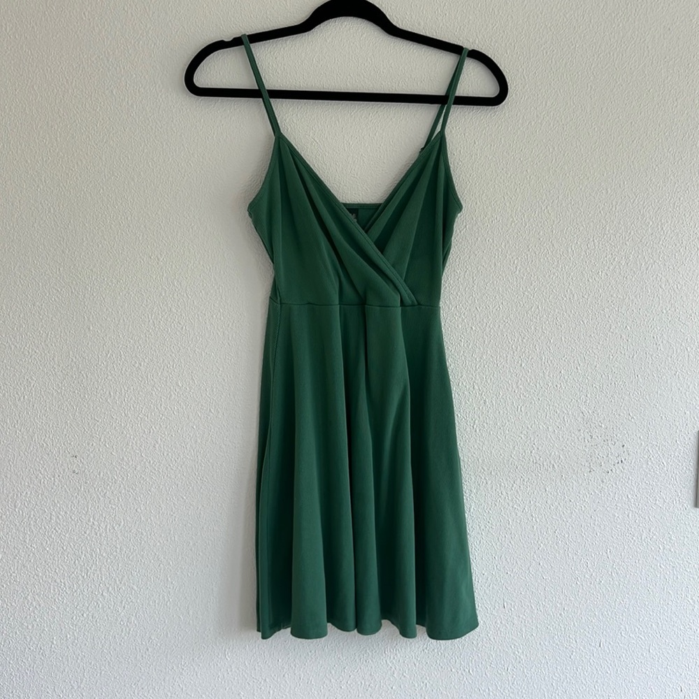 Ribbed, comfy, short Green Dress